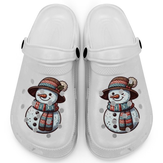 Winter Wonderland: Charming Snowman Illustration Clogs