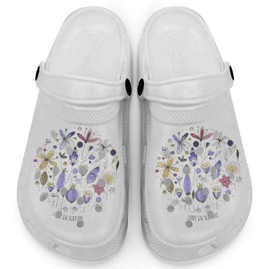 White Natural Flower Clogs
