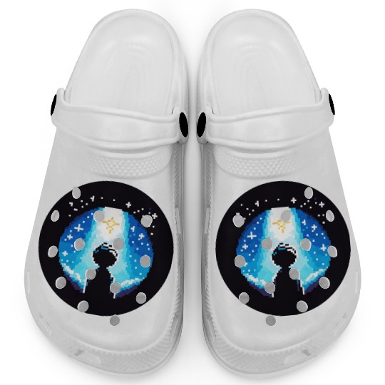 Digital Night Sky - 8-Bit Childhood Dreams Clogs