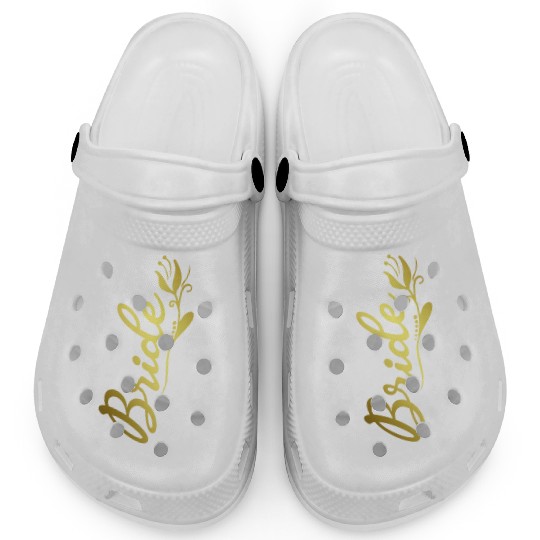 Bride Faux Gold Tulip Flourish Clogs