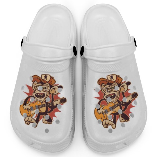Retro Chimpanzee Guitar Player Graphic Clogs