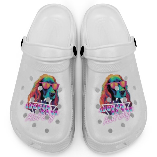 Retro Wave Afghan Hound Hot Dog Clogs
