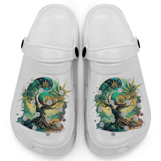 Tree Of Life Yin Yang Water Color Clogs