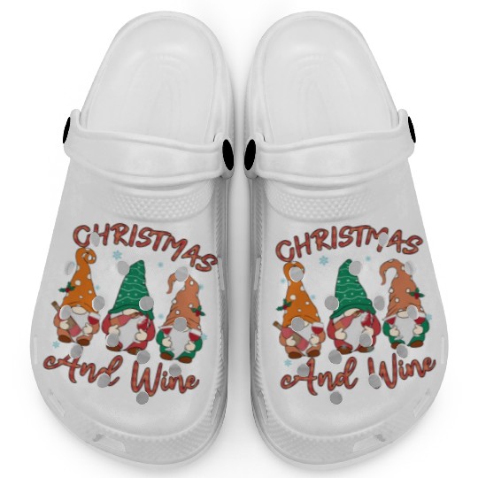 Christmas Gnomes & Wine Delight - Festive Holiday Clogs