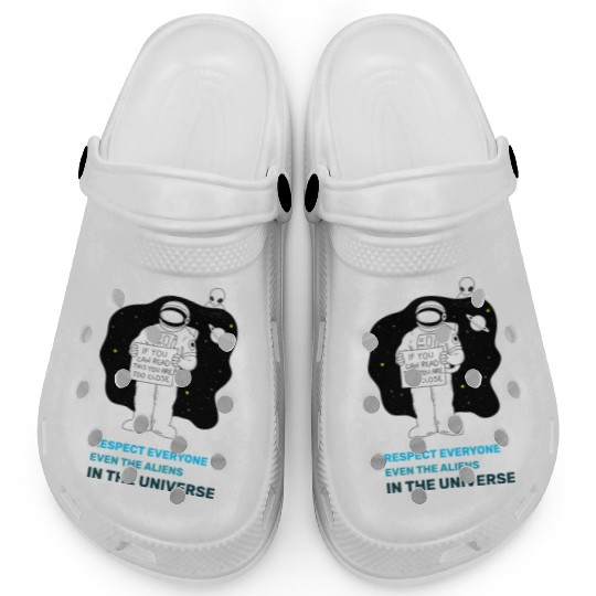 Black White Astronauts and Aliens Clogs