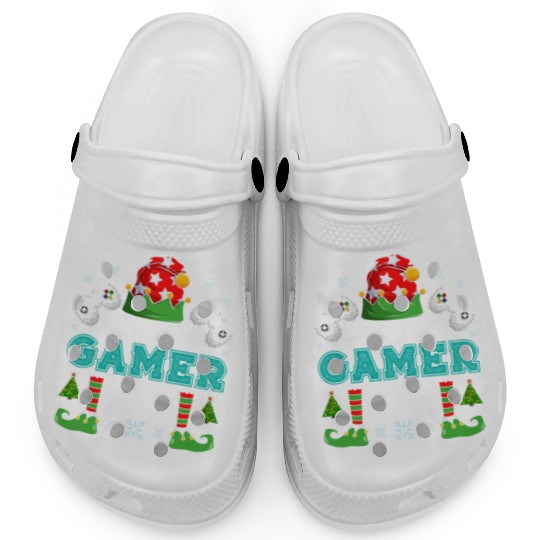 Christmas Gamer Elf Video Games X-Mas Clogs