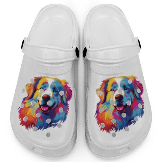 Watercolor Colorful Great Pyrenees Clogs
