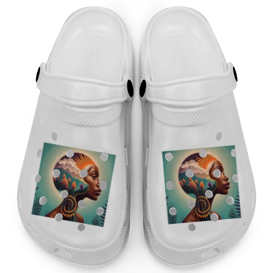 Elegant Melanin Woman. Clogs