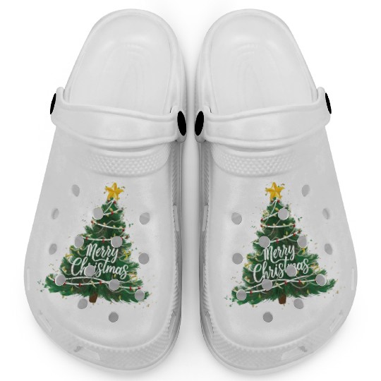 Watercolor Christmas Tree Clogs