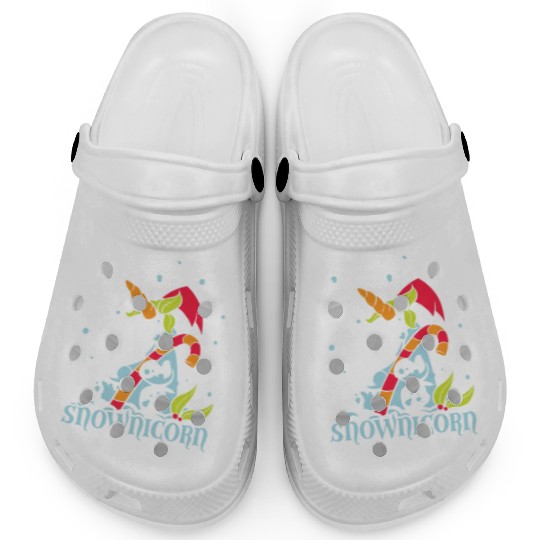 Wintertime Snownicorn Snowflakes Unicorn Clogs
