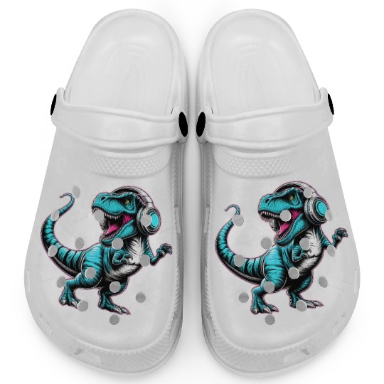 Dancing Tyrannosaurus Rex with Headphone Clogs