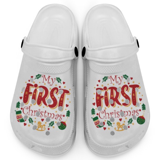My First Christmas, Infant Baby Cute 1st Christmas Clogs
