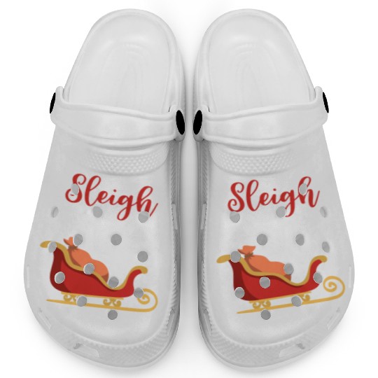 Sleigh all Day Funny Holiday Ugly Christmas Themed Clogs
