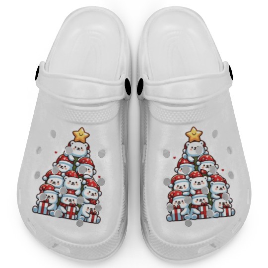 Polar Bear Christmas Tree Merry Christmas Clogs