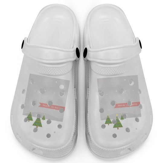 Peace On Earth Christmas Trees Falling Snow Winter Clogs