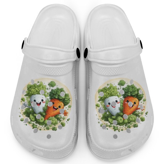 Cute kawaii carrot and a broccoli Clogs