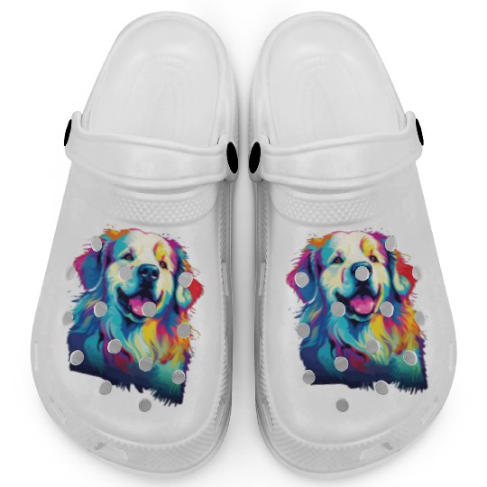Watercolor Colorful Great Pyrenees Clogs