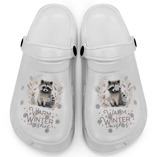 Cute Racoon Warm Winter Wishes Clogs