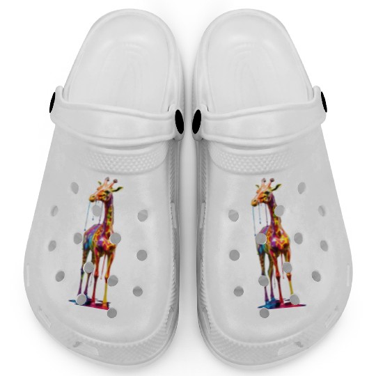 Rainbow Colored Giraffe Clogs