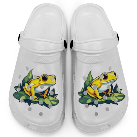 Golden Poison Frog Illustration Clogs