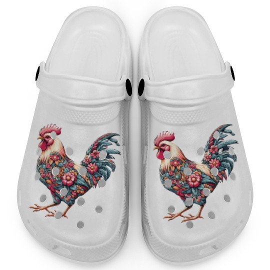 Charming Floral Chicken - Love Chickens Farm Life Clogs