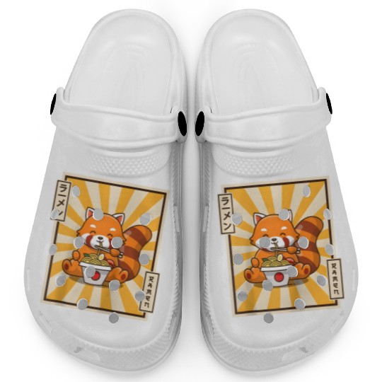 Red Panda Eating Japanese Ra Kawaii Red Panda Base Clogs