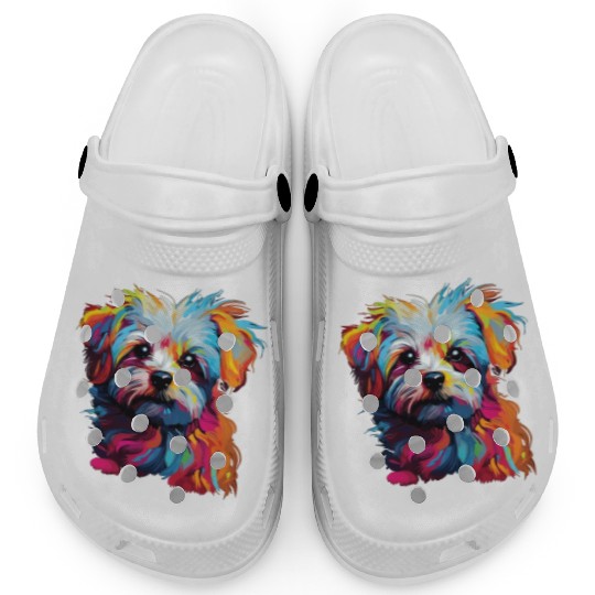 Watercolor Colorful Maltese Clogs
