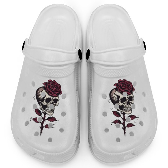Skull Rose Aesthetic skeleton Grunge gift Clogs