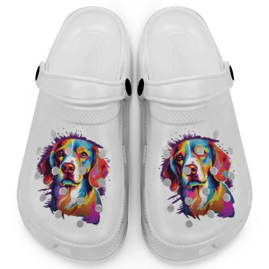 Watercolor Colorful Beagle Clogs