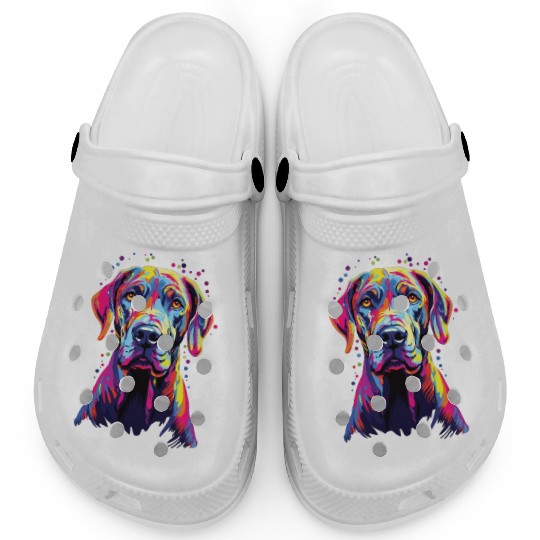 Watercolor Colorful Great Dane Clogs