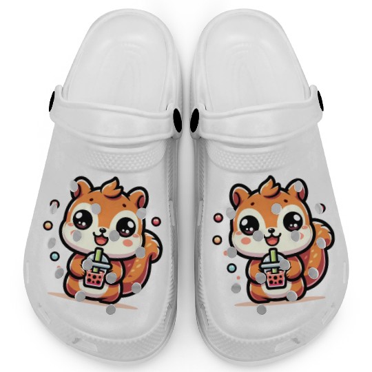 Kawaii Squirrel Bubble Tea Cute Animal Squirrel Clogs
