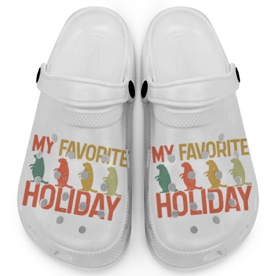 My Favorite Holiday Groundhog Day Retro Vintage Clogs