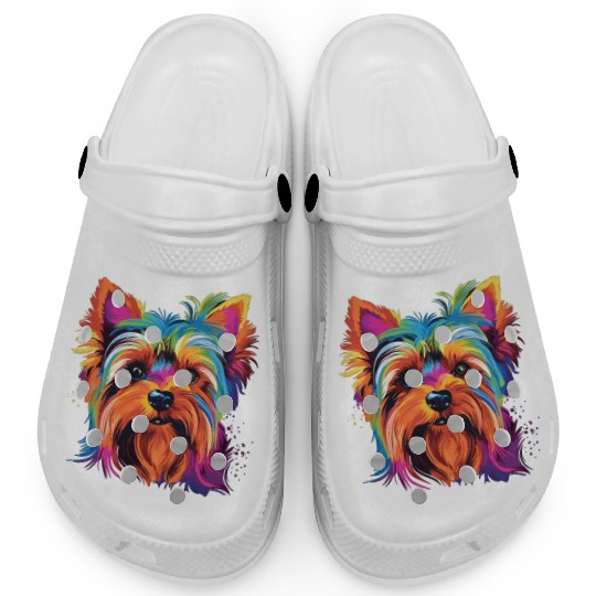 Watercolor Colorful Yorkshire Terrier Clogs