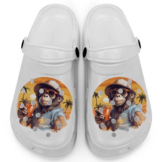 Cool Monkey With Drink Funny Animals Chimpanzee Clogs