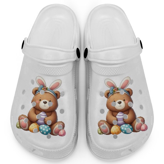 Easter bear with bunny ears and easter eggs Clogs