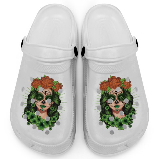 St Patrick's Day Dia De Los Muertos Catrina Clogs