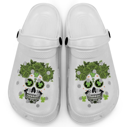 St Patrick's Day Dia De Los Muertos Shamrock Clogs