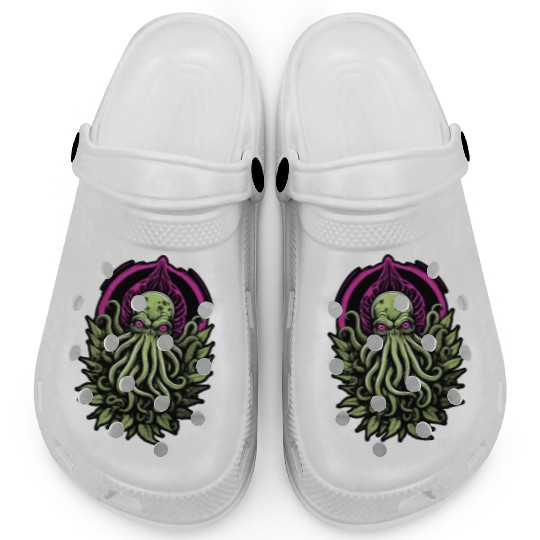 Colorful Cthulhu Clogs with Marijuana Leaves