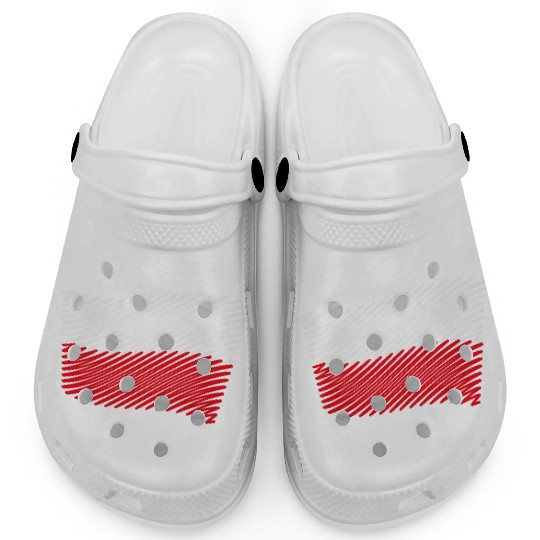 Poland Flag Scribble (White - Red) Clogs