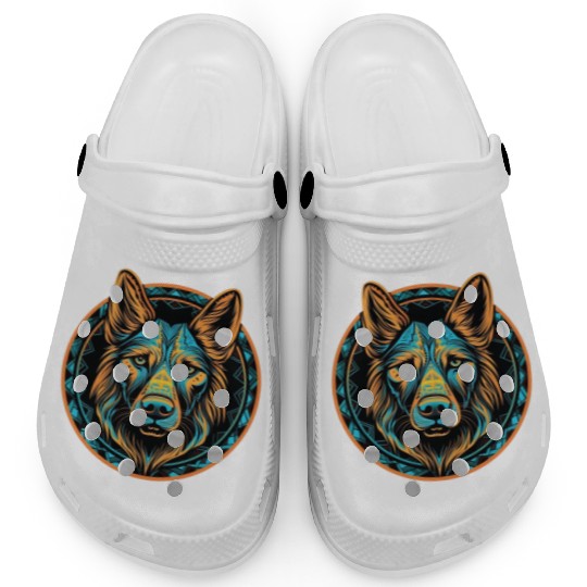 German Shepherd Funny Dog Street Art Comic Pet Clogs