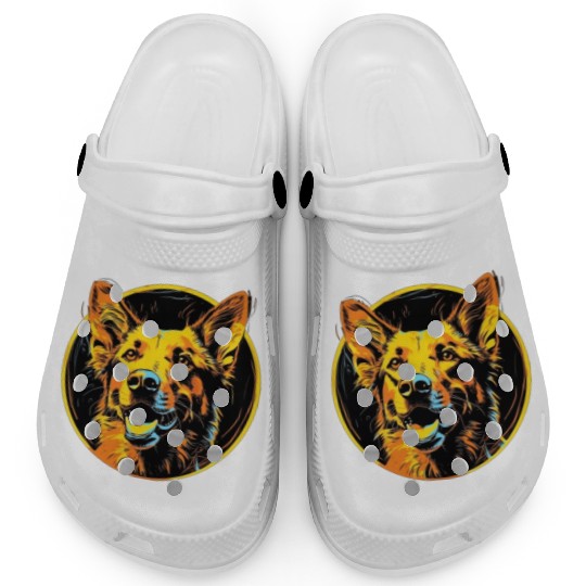 German Shepherd Funny Dog Street Art Comic Pet Clogs