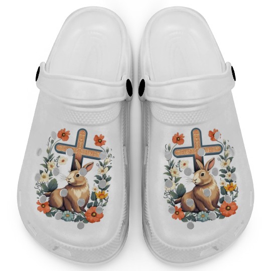 Christian Easter Day Cross Easter Bunny Rabbit Clogs