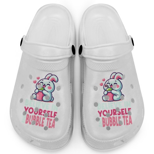 Kawaii Rabbit Bubble Tea Believe In Yourself Clogs