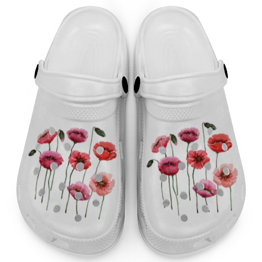 Poppies, spring bloomers, summer, flower, vintage. Clogs