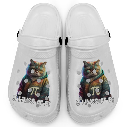 Pi Day Cat Funny Cute Math Science Teacher Cat Clogs