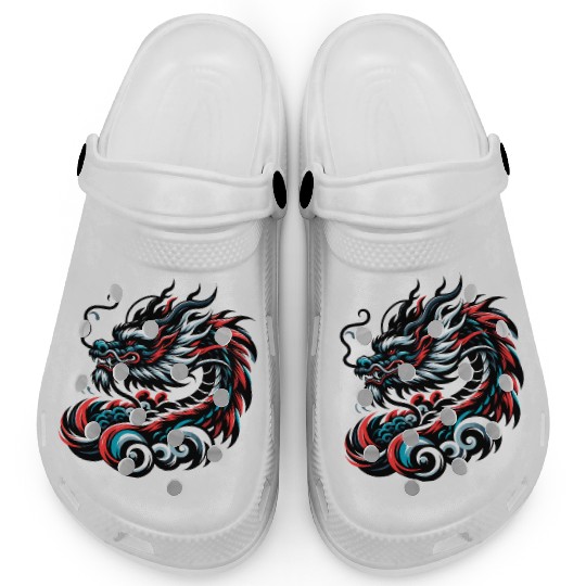 Colorful Chinese Dragon Artwork Essentials Clogs