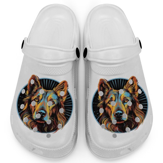 German Shepherd Funny Dog Street Art Comic Pet Clogs