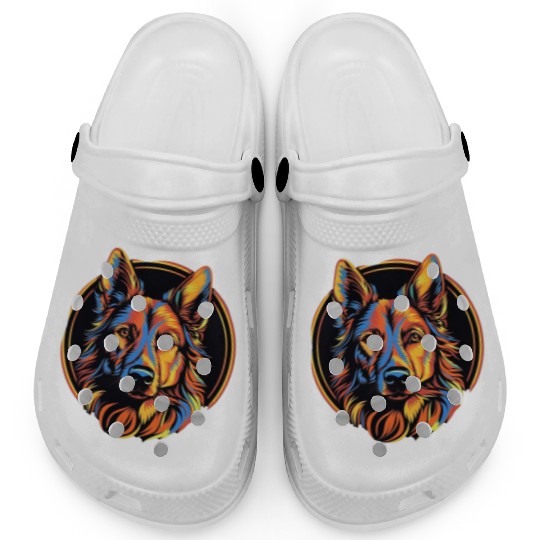 German Shepherd Funny Dog Street Art Comic Pet Clogs