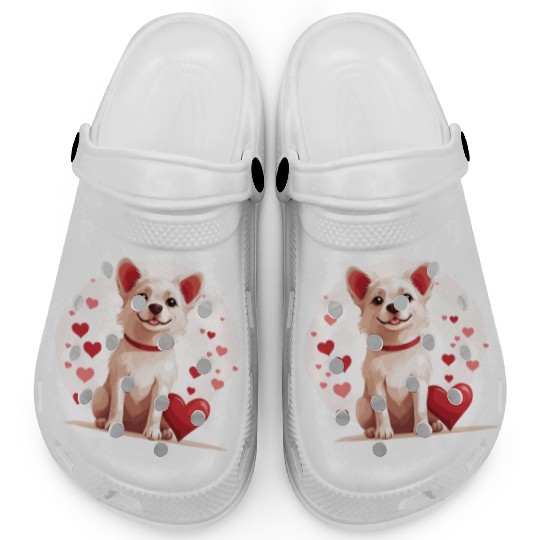 Dog love heart valentine day motif Clogs