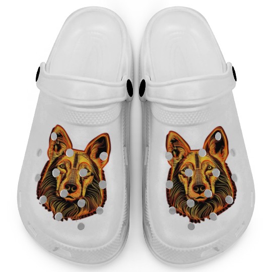 German Shepherd Funny Dog Street Art Comic Pet Clogs
